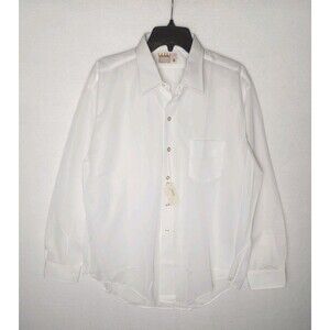 Vintage Cranbrook Button Up White Shirt 1970s Disco Polyester NOS Mens 17.5 XL